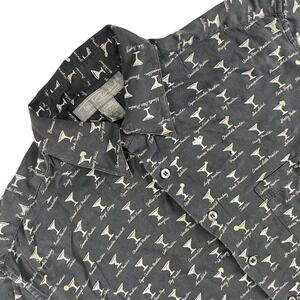 Tori Richard Shirt Mens M Black Martini Graphic Button Down Pocket Aloha Casual